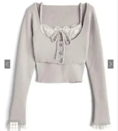 ★タグ付き 新品★レースカーディガン×キャミソールアンサンブル[ru1470]