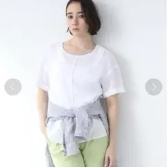 INDIVI リネン　ブラウス　白　Mサイズ 半袖