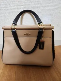 COACH ベージュ レザー ハンドバッグ