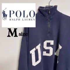 90S ポロラルフローレン ハーフジップ スウェット USA 星条旗 名作 古着