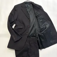 美品 バーバリーブラックレーベル スーツ セットアップ Mサイズ 黒 ストライプ