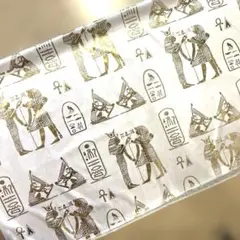 エジプト柄　スカーフ　ホワイト