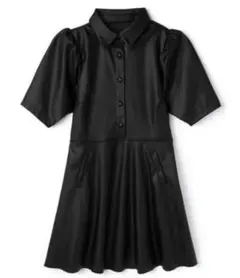 GRL レザーミニ丈シャツワンピース【k8694w】 ブラック Lサイズ