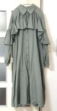 merry jenny ロングフリルケープシャツワンピース