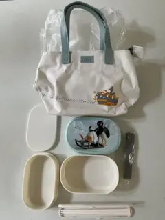 ✨未使用品✨ミスド☆ノベルティPingu 2段式お弁当箱 ランチバッグセット☆のサムネイル