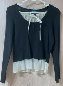 AsRiRe 黒白リボン付きニット