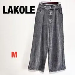 LAKOLE ラコレ　ウエストフックデニムパンツ　ワイド　韓国系　ストリート　Mのサムネイル