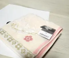 【新品タグ付き】Mary Quant 花柄タオルハンカチ ベージュホワイト