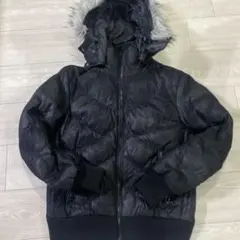 ユニクロ M ダウンジャケット ファー付きフード ブラック キルティン