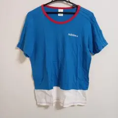 adidas NEO アディダスネオ/ 半袖 Tシャツ L 青 白 赤 綿 刺繍