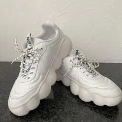 美品✨ NO NAME 厚底スニーカーメタリックシルバー パイソン型押し 36