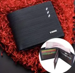 【新品未使用】メンズ 二つ折り財布 ネイビー カード8枚収納 小銭入れ付き