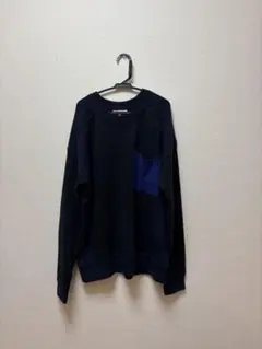 バイカラー ポケット付き クルーネック ニット