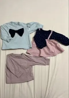 ベビー服 3点セット 水色リボン・ピンク・ネイビー