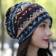 【こたろー様専用】バンダナ帽 ケア帽子 ターバン 波模様 青 模様54