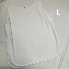 UNIQLO クレープジャージーノースリーブT オフホワイト XL レディース