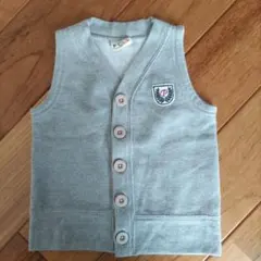 グレー ボタン付きベビーベスト 80