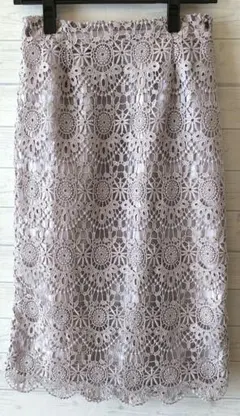 ★【最終値下げ】エヌドット N. 薄紫 花柄レース タイトスカート ひざ丈 M