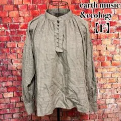 earth music&ecology チェック柄ブラウス　チュニック　ブラウン