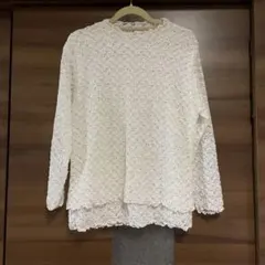 ま*み様 レース素材 ホワイト 長袖 トップス