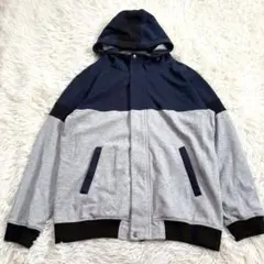 y7672 美品✨オーバーサイズパーカー メンズL ライトアウター ジップアップ
