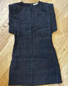 ZARA ノースリーブ ツイードミニワンピース Sサイズ 黒