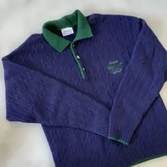 artmo ネイビーグリーン ポロセーター