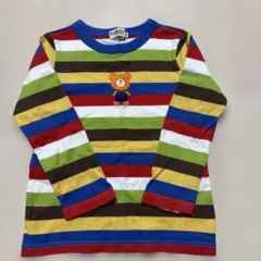 MIKIHOUSE ホットビスケッツ 長袖カットソー ストライプ柄 クマ ロンT