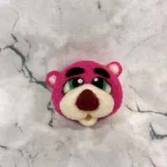 羊毛フェルト　☆ピンクのくまさん☆ ブローチ　ハンドメイド