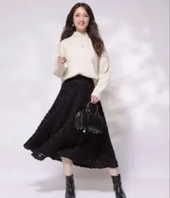 Apuweiser-riche リボン刺繍ミディ丈フレアスカート