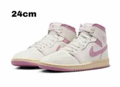 ナイキ　ウィメンズ　エアジョーダン1 ミッド　ストロベリーズ　クリーム　24cm