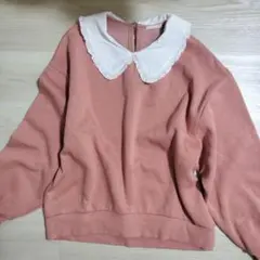 GU フリル襟付き ピンク スウェット トレーナー M ビッグカラー　裏起毛