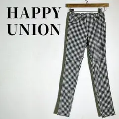 HAPPY UNION　ギンガムチェックストレッチパンツ　ブラック×ホワイト　Sのサムネイル