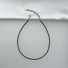 ワントーンビーズネックレス　チョーカー　マットブラック　ハンドメイド
