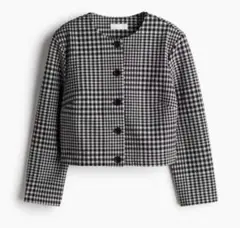 H&M ノーカラー　チェックジャケット