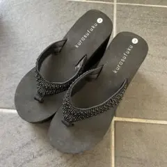 kurosutuku ビーズ装飾 トングサンダル ブラック