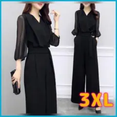 3XL 結婚式 ドレス 入園 入学 卒園 卒業 オールインワン スーツ ブラック