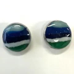 6202 ブルーとグリーンのストライプピアス