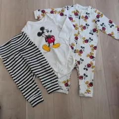 H&M ミッキー カバーオール ロンパース 3枚セット サイズ70