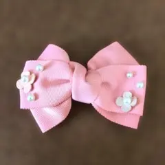ピンク リボン型 ヘアアクセサリー バレッタ