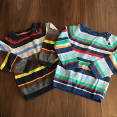 H&M ボーダーニット 2枚セット 90