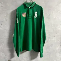 ポロラルフローレン ビッグポニー 長袖ラガーシャツ 緑 グリーン