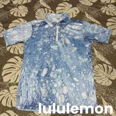 【美品】ルルレモン lululemon ハーフジップ ポロシャツ メンズM 総柄のサムネイル