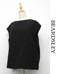 J482/美品 BEARDSLEY バックレースリネンブラウス フレンチスリーブ