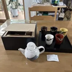 急須とカラフル湯呑みセット