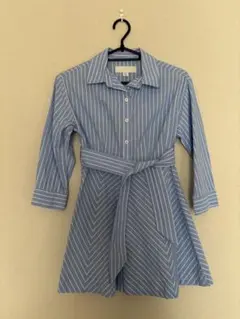 ZARA 青と白のストライプワンピース 8-9歳
