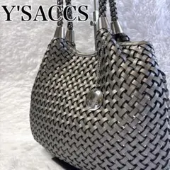 Y'SACCS イザック メッシュ バッグ　スパンコール　シルバー　編み込み
