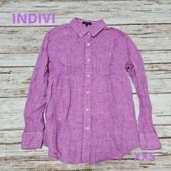 【美品】INDIVI ピンク 麻シャツ 05