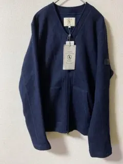 メンズ　AIGLE ネイビー ニットフリースジップアップカーディガン Mのサムネイル