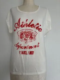 ロゴ 半袖Tシャツ アイボリー ゆったり 楽ちん レトロのサムネイル